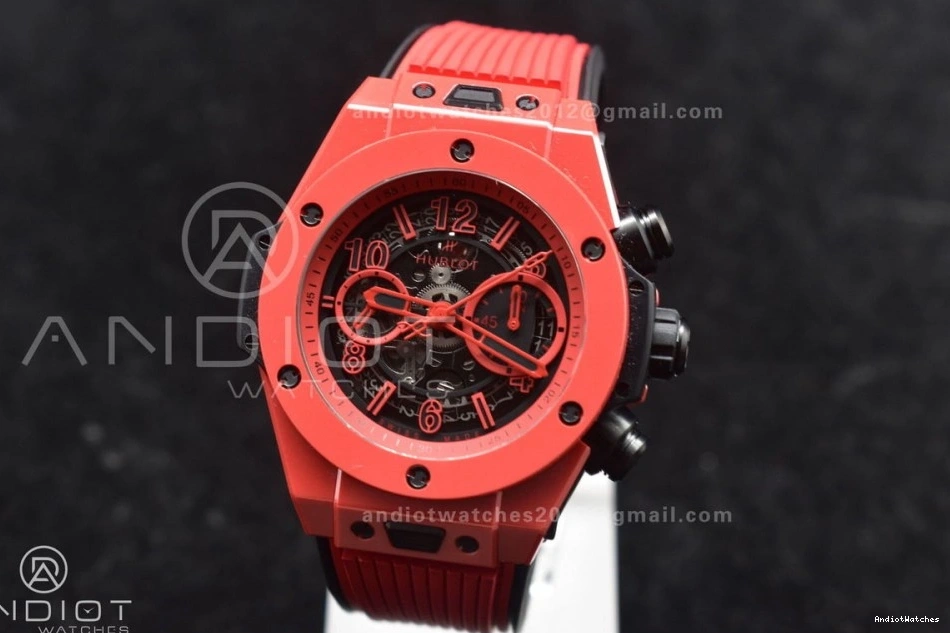 ComfortFit Skeleton 1:1 388 A Red Unico Dial Ceramic Big on Bang Best Rubber BBF Magic Edition Strap Red 0411